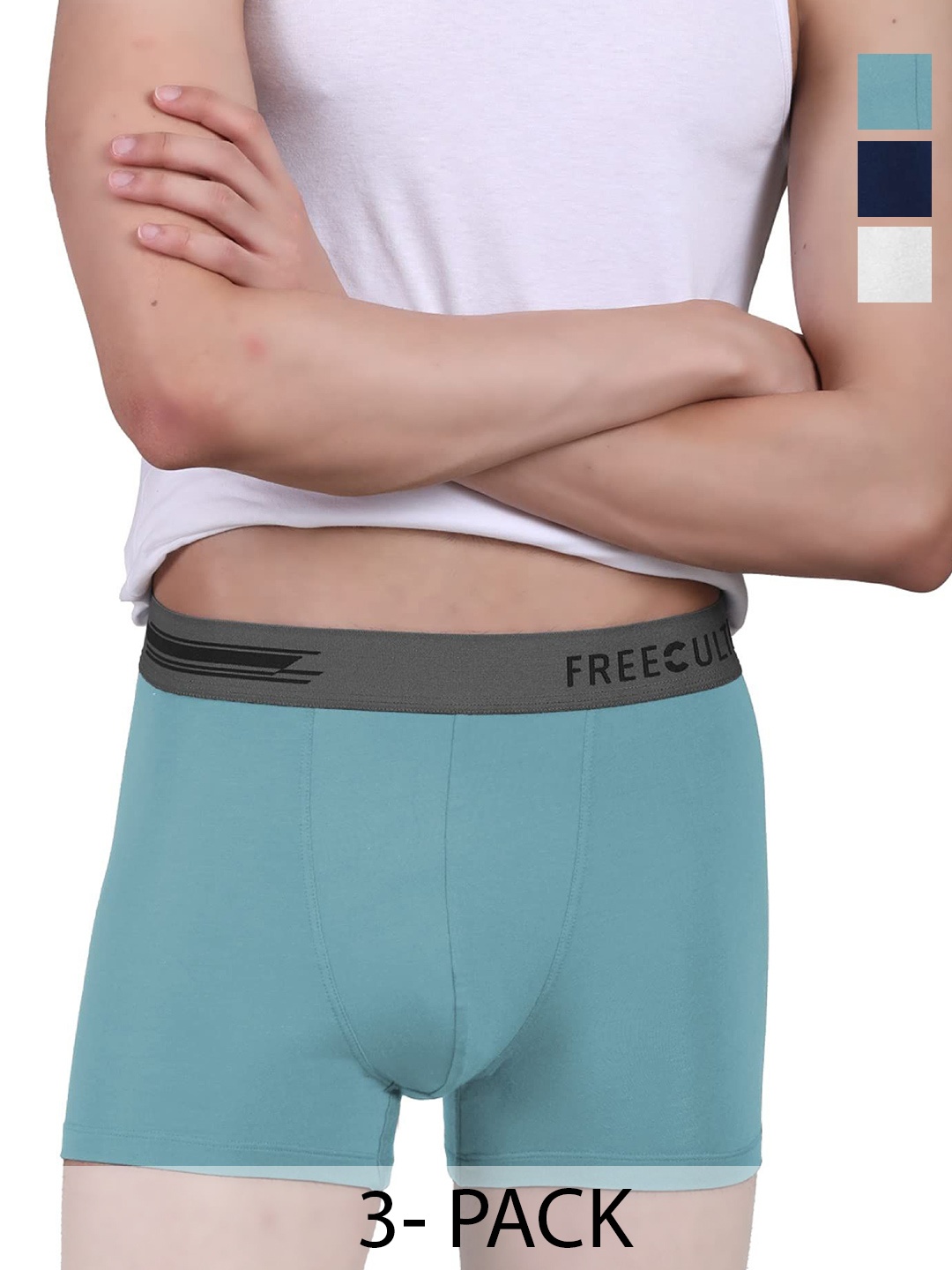 

FREECULTR Pack Of 3 Anti Bacterial Micromodal Trunks, Green