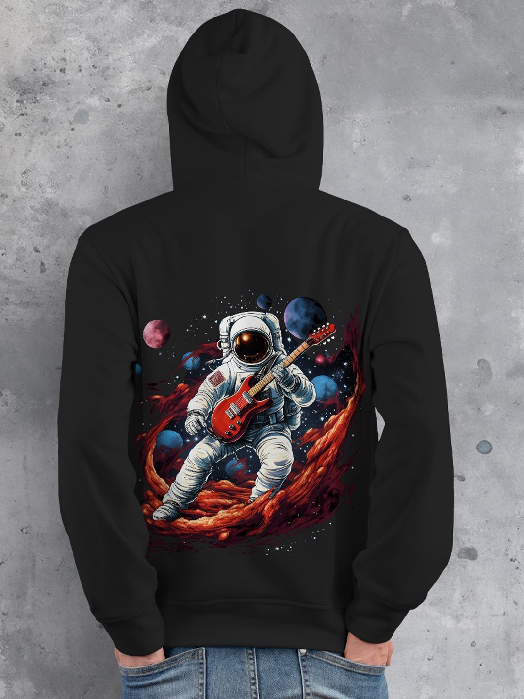 

fanideaz Men Printed Hooded Sweatshirt, Black