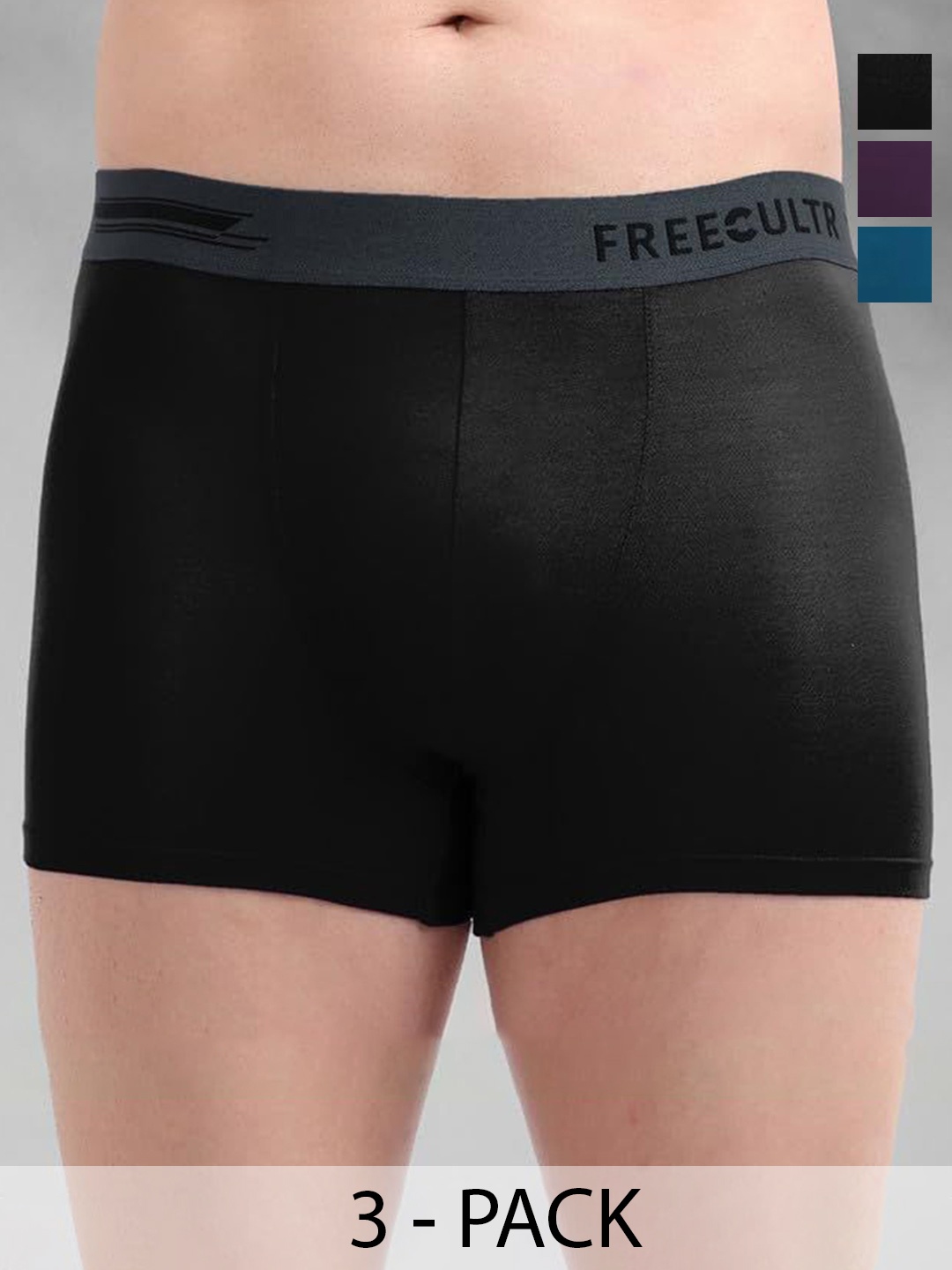 

FREECULTR Pack Of 3 Breathability Trunks, Black