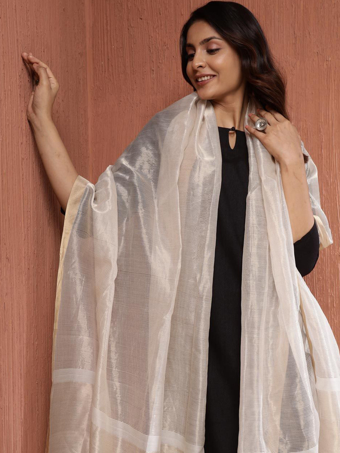 

Fabindia Natural Maheshwari Dupatta, Off white