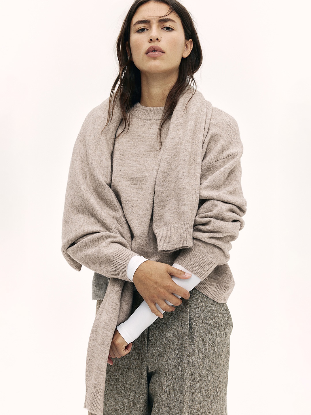 

H&M Knitted Jumper, Beige