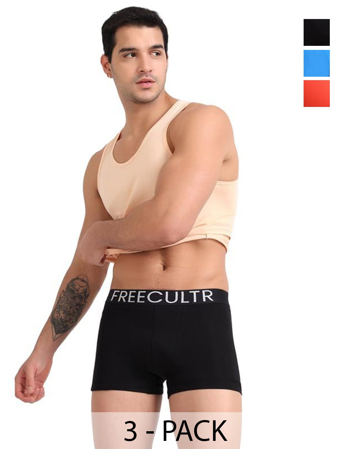 

FREECULTR Pack Of 3 Premium Snug Organic Cotton Trunk FC-CTN-T-BLK-BRB-CRL-03_XXXL, Black