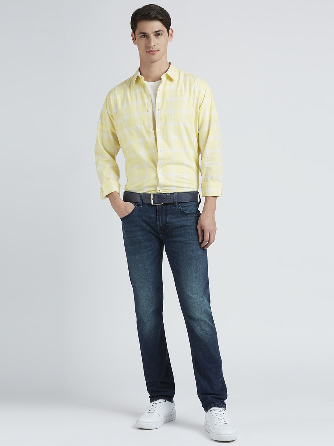 

Pepe Jeans Men Spread Collar Solid Cotton Casual Shirt, Yellow