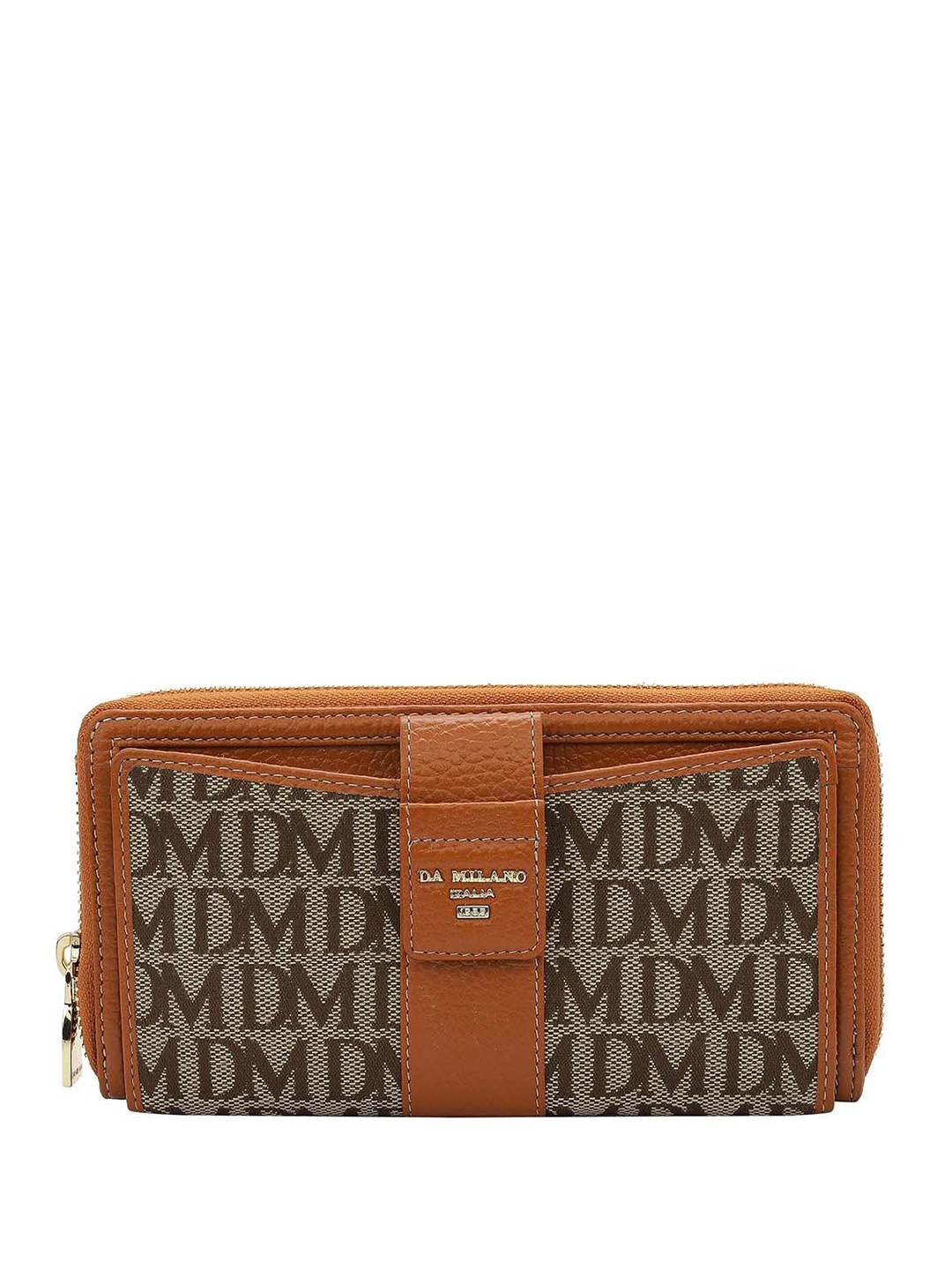 

Da Milano Women Textured Leather Zip Around Wallet, Orange