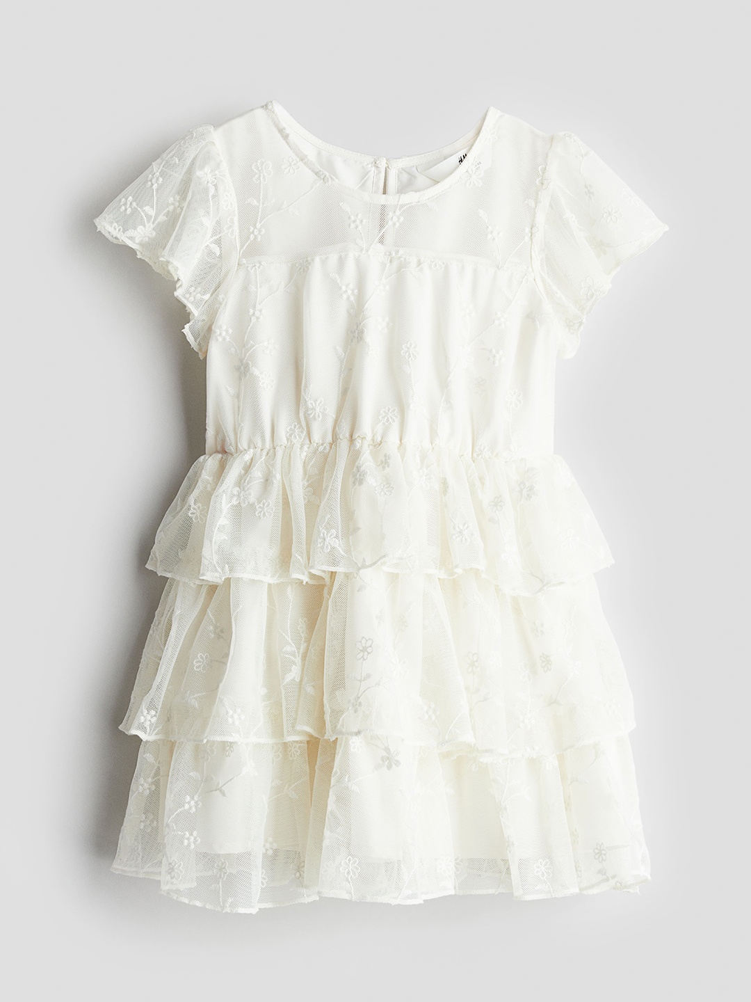 

H&M Girls Flounced Chiffon Dress, Cream