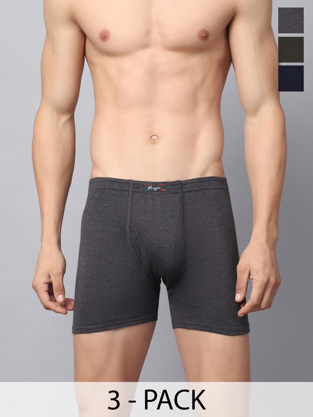 

VIMAL JONNEY Pack Of 3 Cotton Assorted Trunks MAGIC__BLUE__A__03