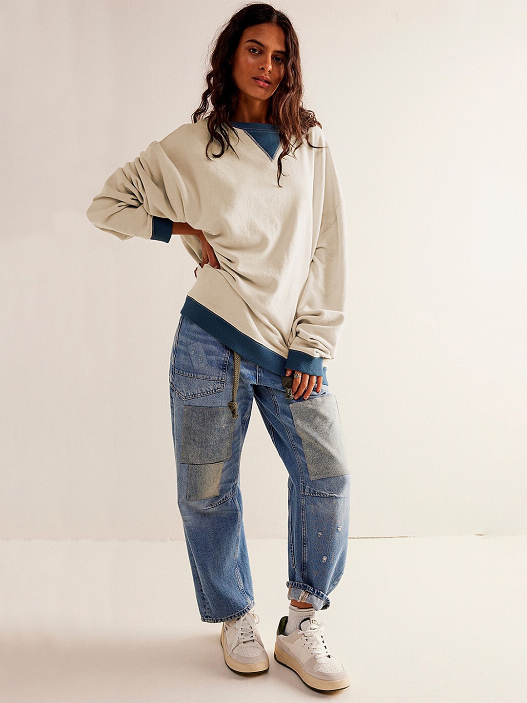 

LULU & SKY Oversized Sweatshirt, Beige