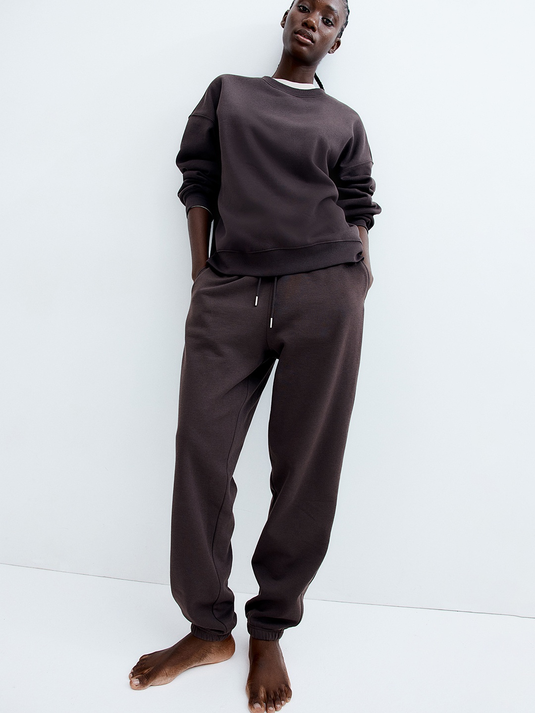 

H&M Women Cotton-blend Sweatpants, Grey