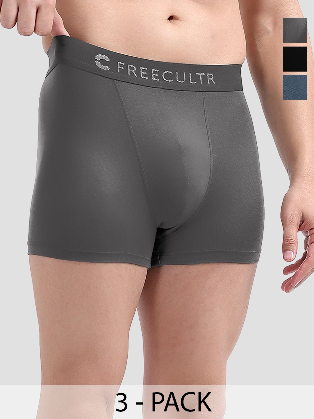 

FREECULTR Pack Of 3 Breathability Trunks, Black