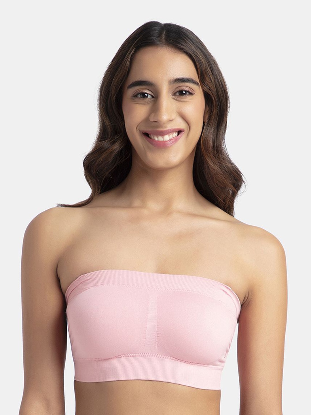 

Jockey Wirefree Padded Micro Touch Nylon Bandeau Bra with Removable Pads-1545, Pink