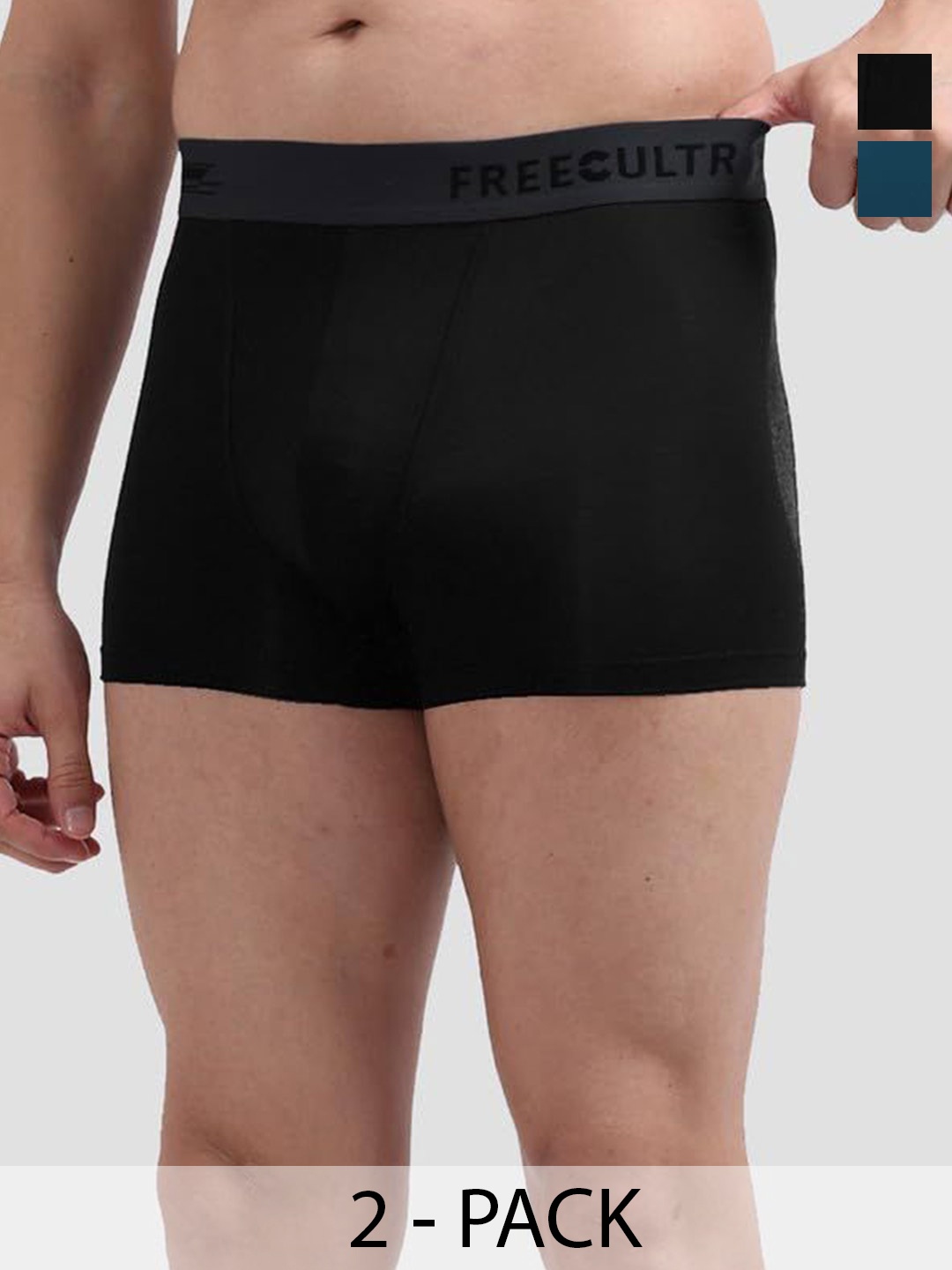 

FREECULTR Pack Of 2 Anti Bacterial Micromodal Trunks FC-XT-T-MB-POB-S, Black