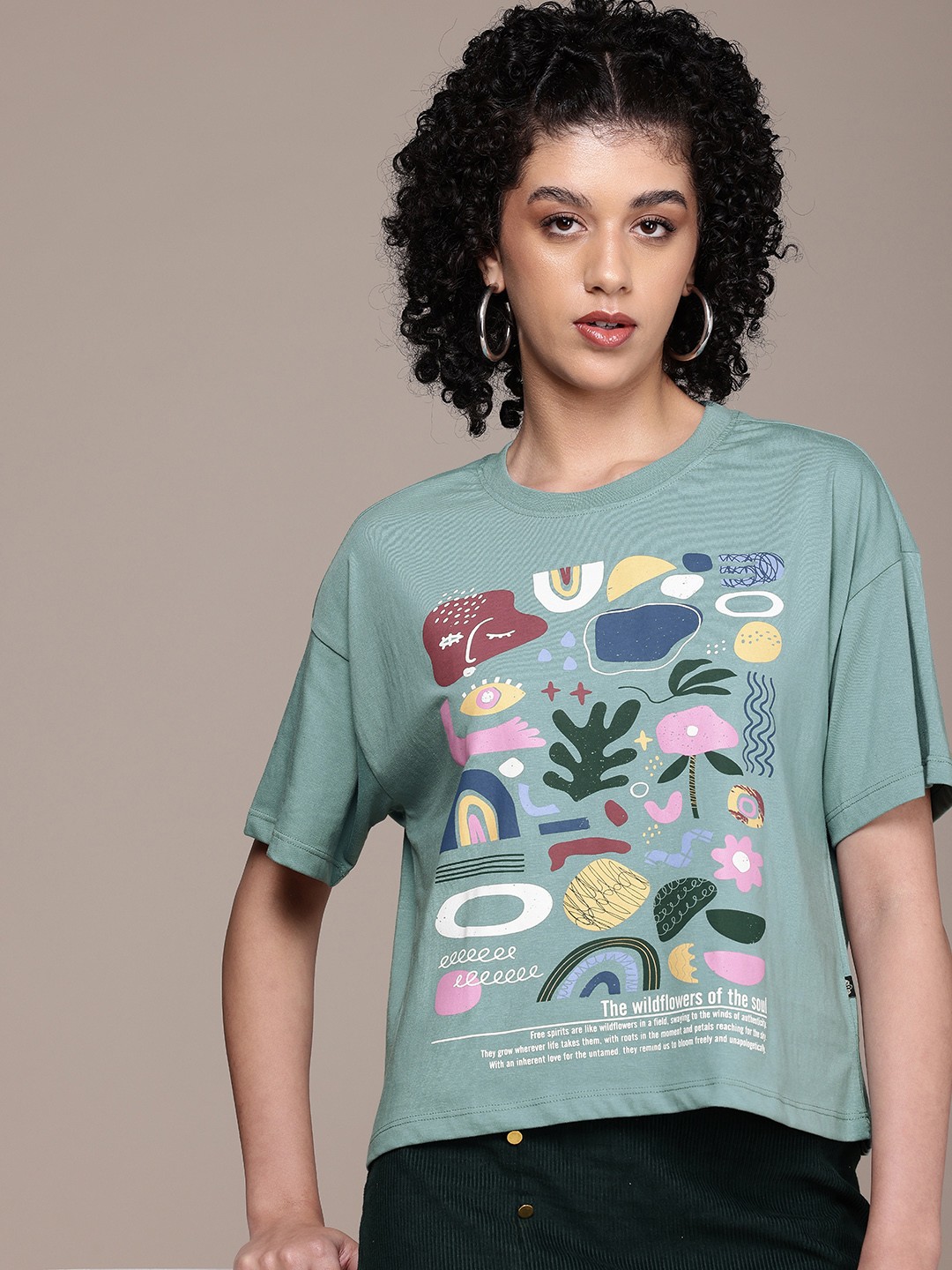 

The Roadster Life Co. Graphic Printed Drop-Shoulder Sleeves Boxy T-shirt, Blue