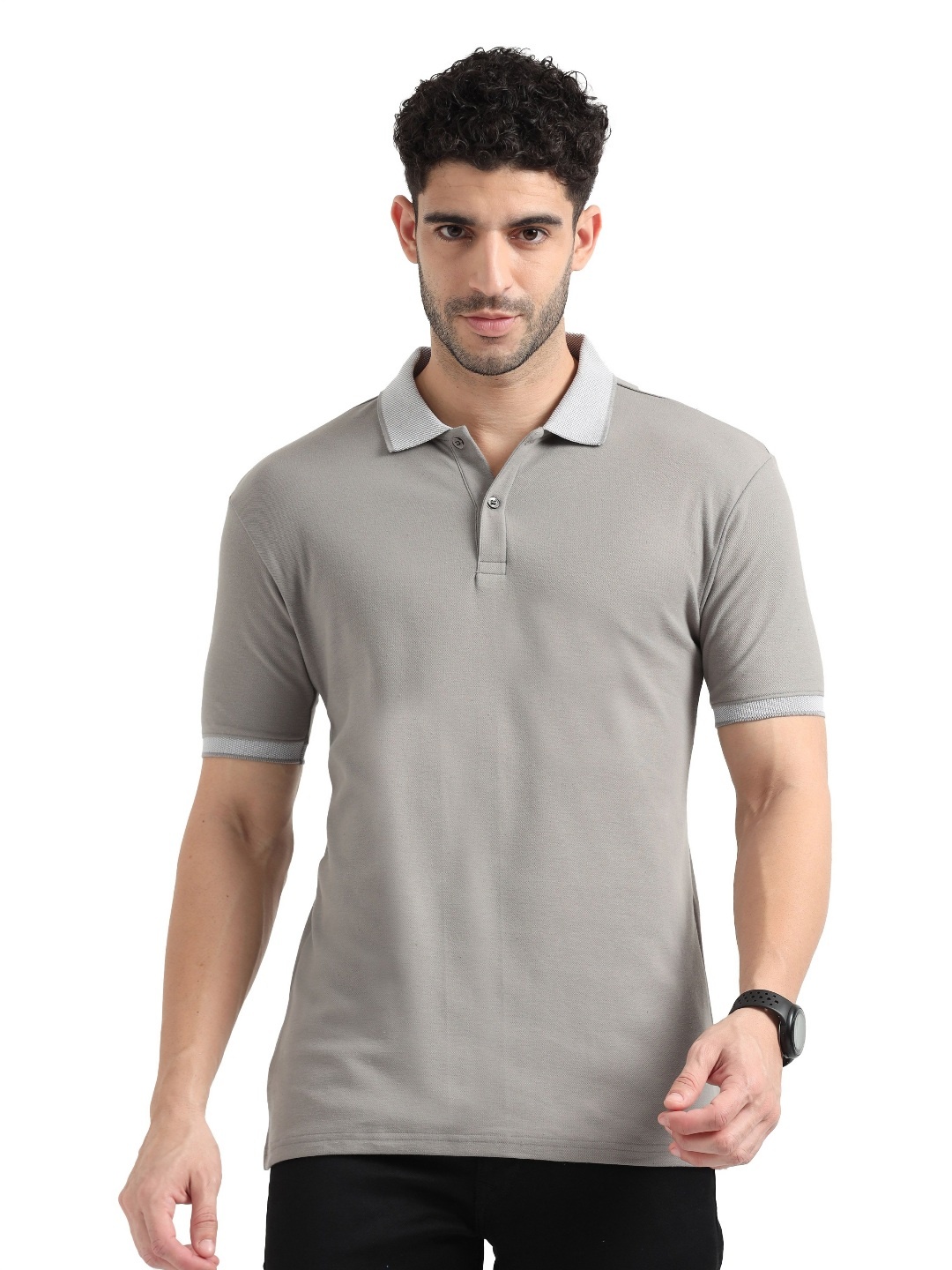 

ECOLINE Clothing Men Polo Collar Bio Finish T-shirt, Grey