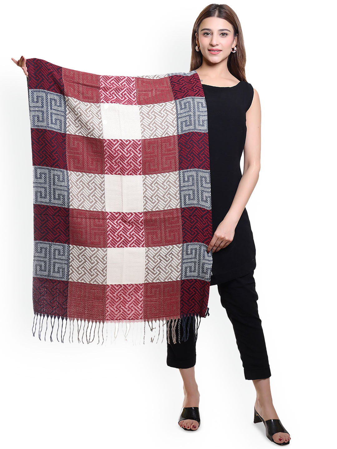 

Oswal International Women Acrylic Shawl, Burgundy