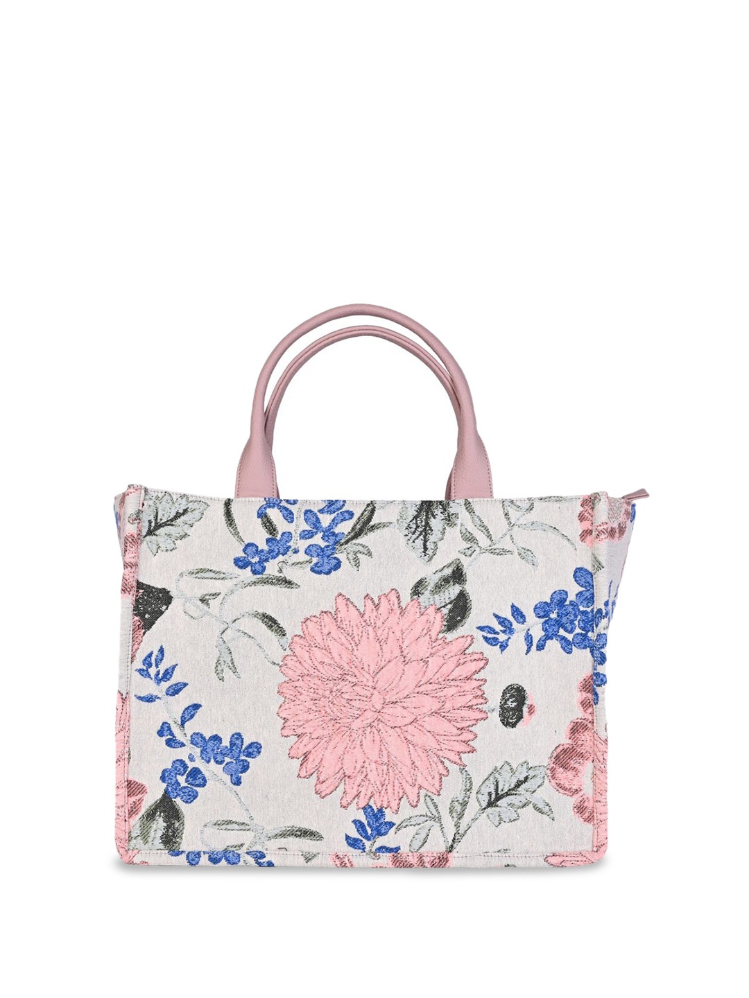 

INDIVIDUAL DESIGN Women Floral Printed Structured Cotton Handheld Bag, White