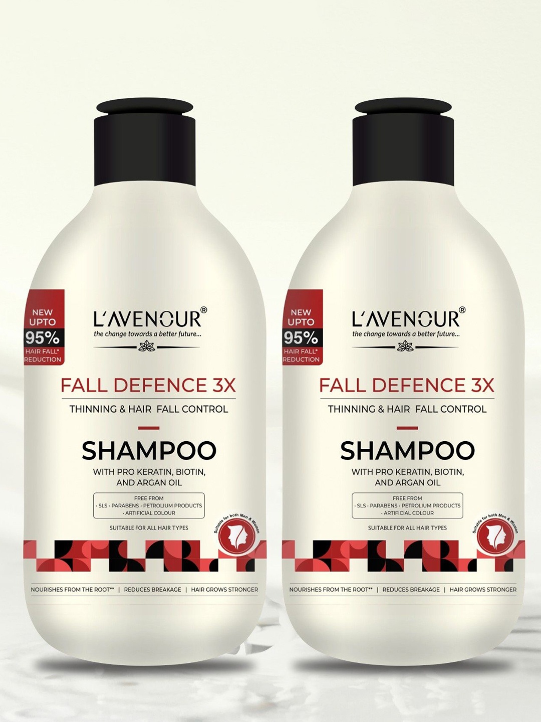 

L'AVENOUR Set of 2 Fall Defence 3X Thinning & Hair Fall Control Shampoo - 300 ml each, White