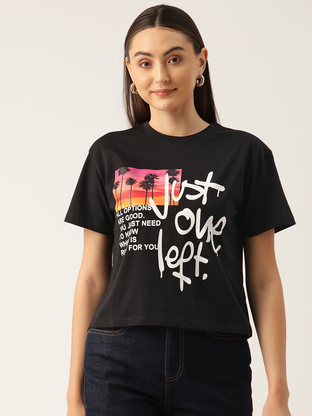 

Monte Carlo Women Typography Printed Pure Cotton T-shirt, Black