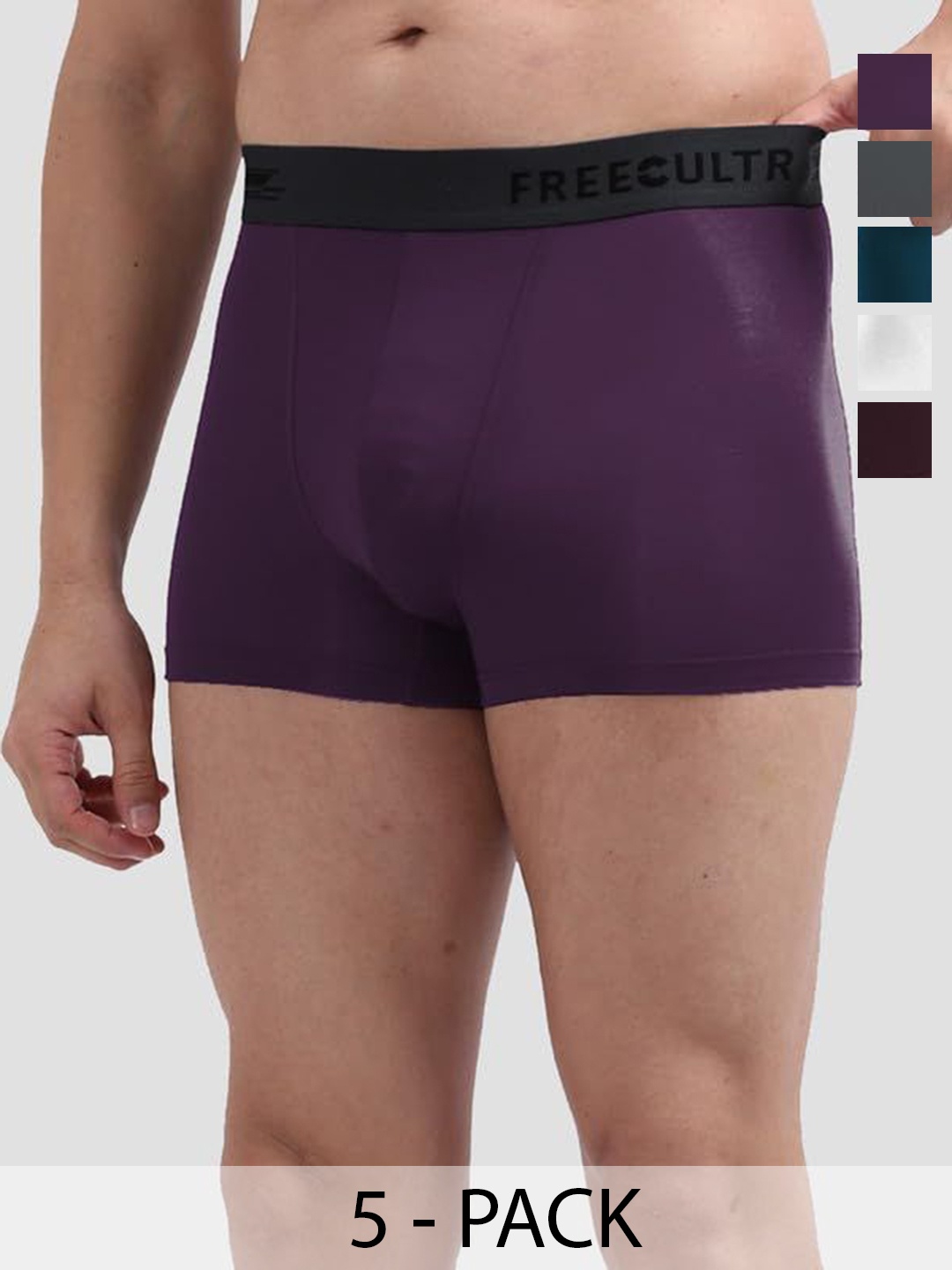 

FREECULTR Pack Of 5 Anti Bacterial Micromodal Trunks, Purple