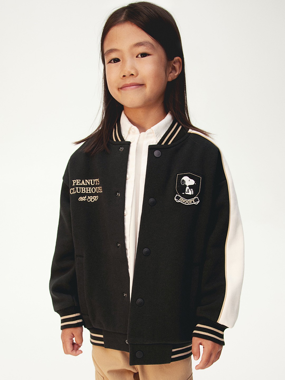 

H&M Boys Motif-Detail Baseball Jackets, Black