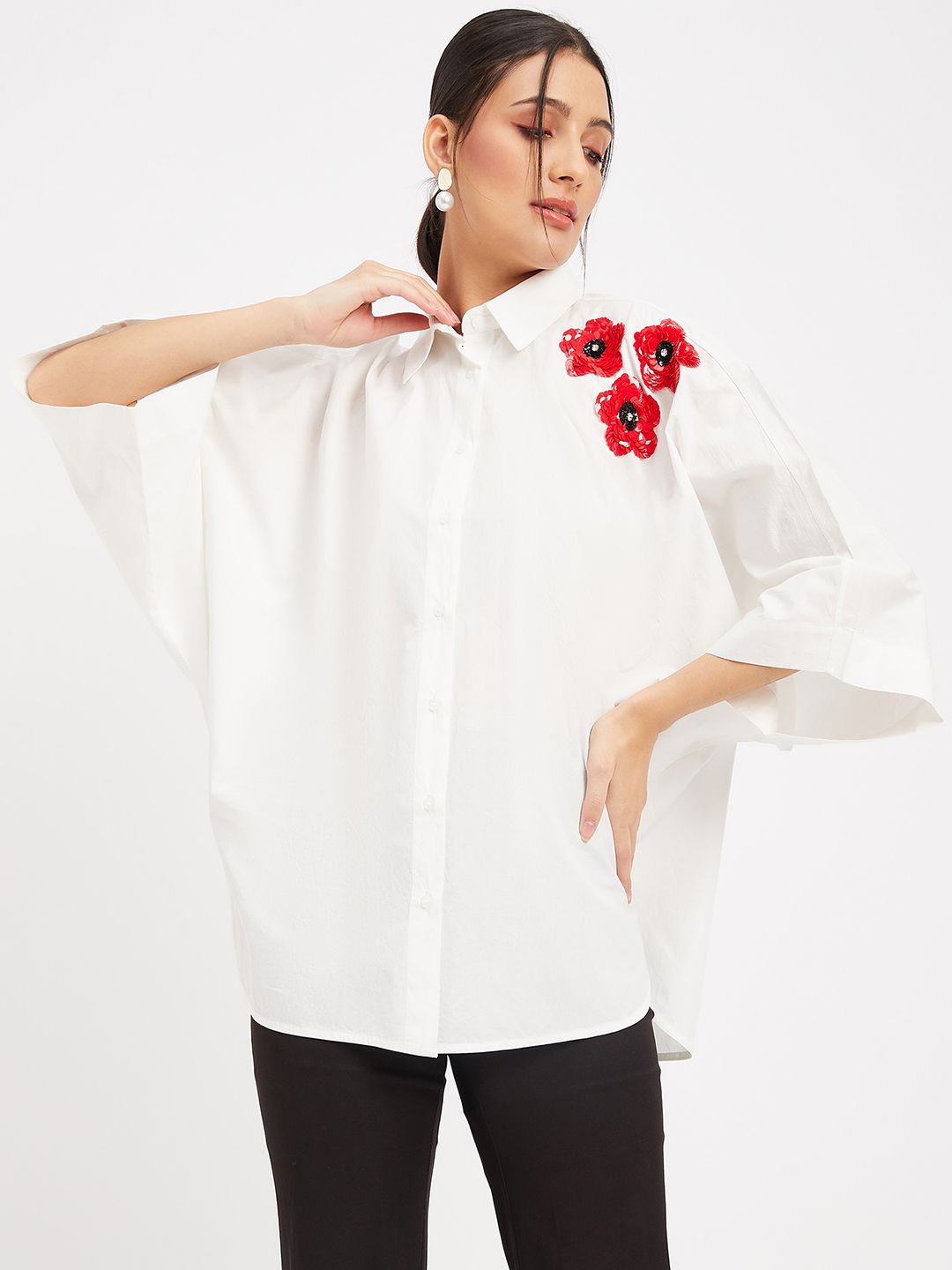 

Antimony Women Standard Cutaway Collar Solid Cotton Casual Shirt, White