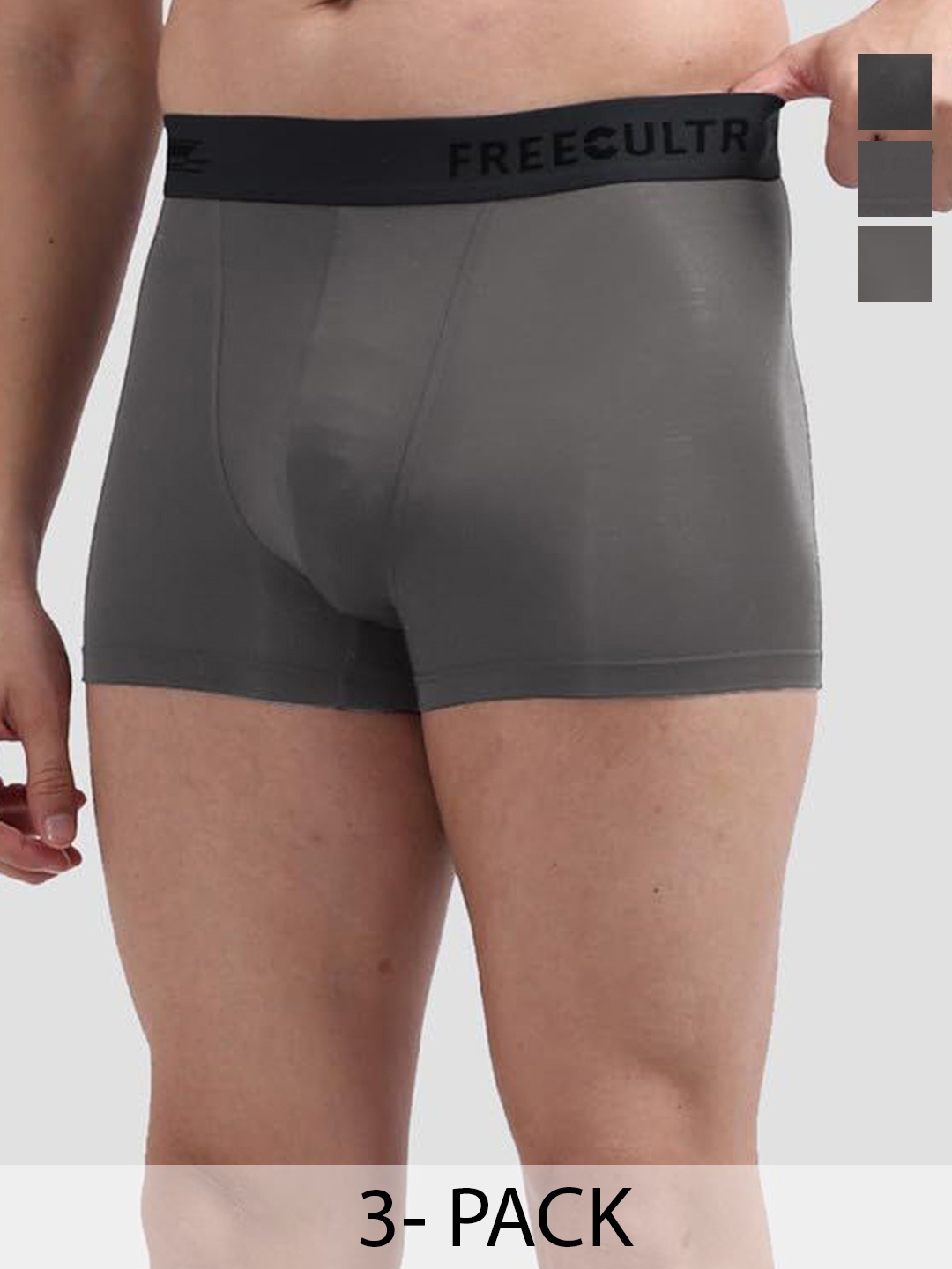 

FREECULTR Pack Of 3 Anti Bacterial Micromodal Trunks, Olive