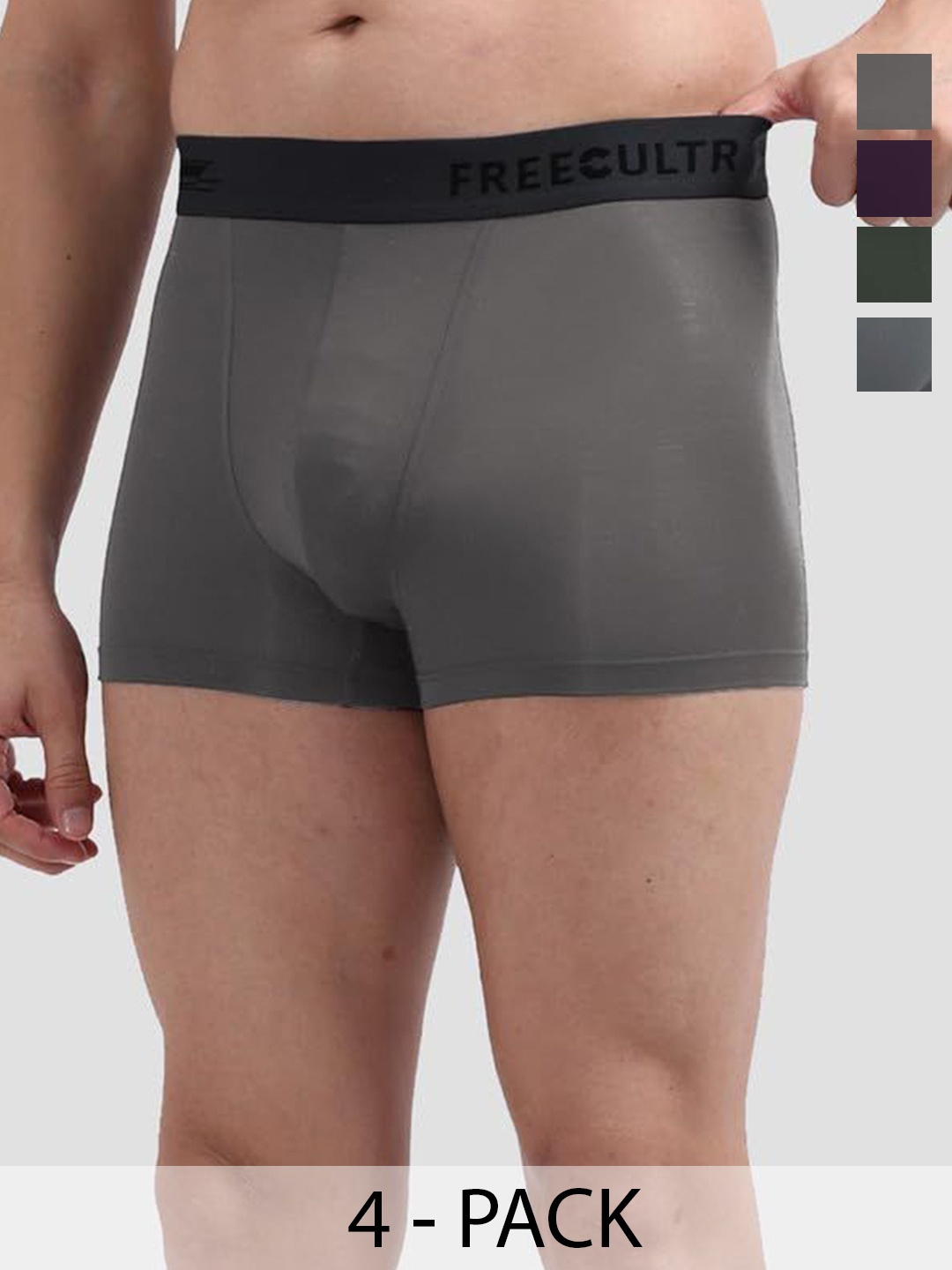 

FREECULTR Pack Of 4 Anti-Bacterial Trunks, Grey