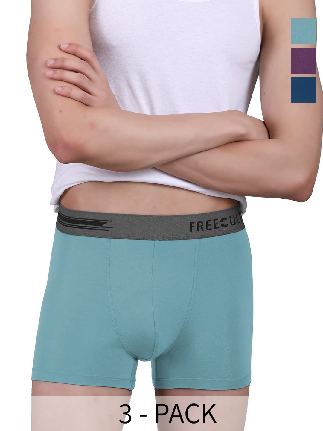 

FREECULTR Pack of 3 Anti Bacterial Micromodal Trunks, Purple