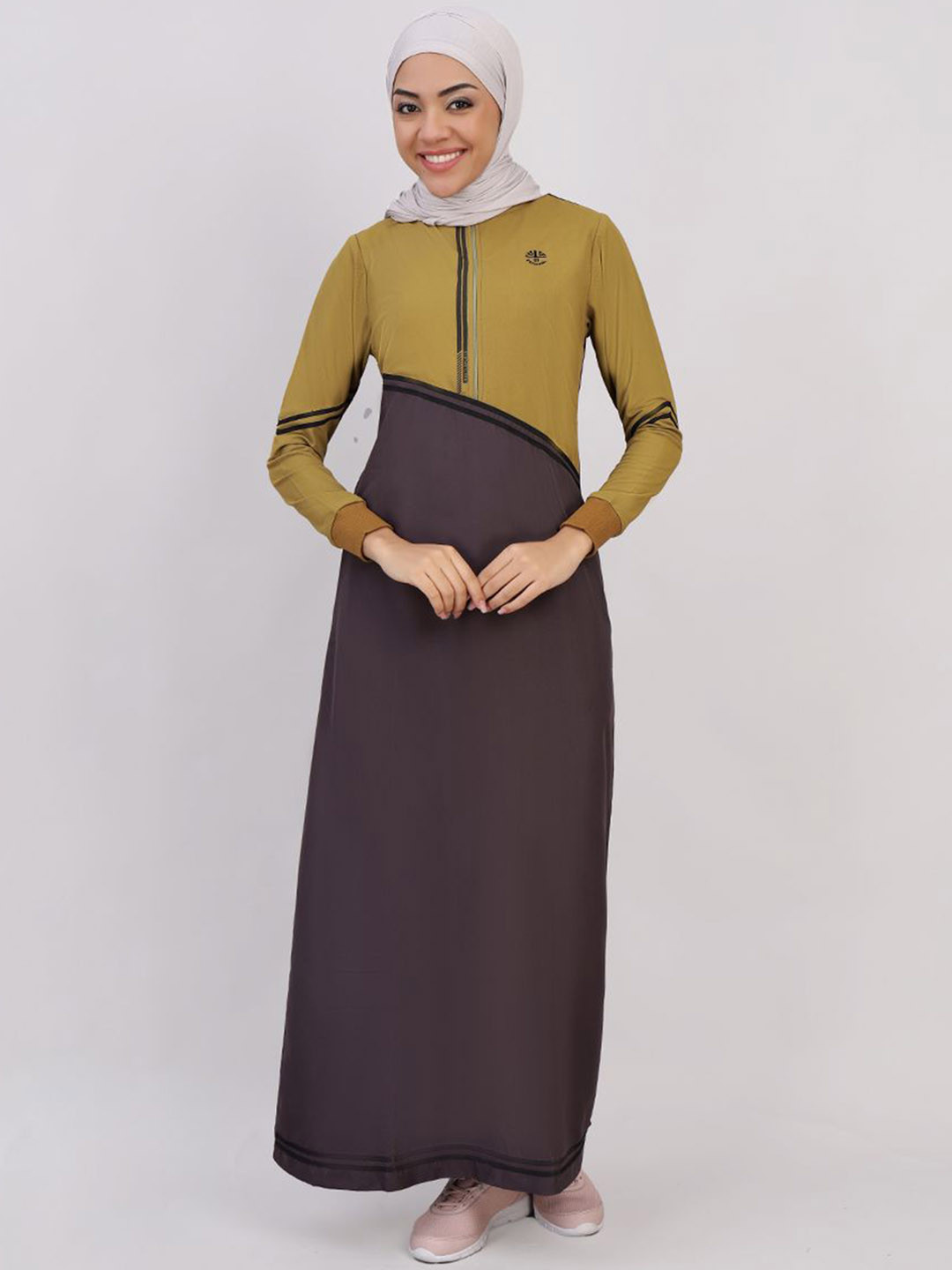 

IDH London Colorblocked Burqas With Scarf, Brown