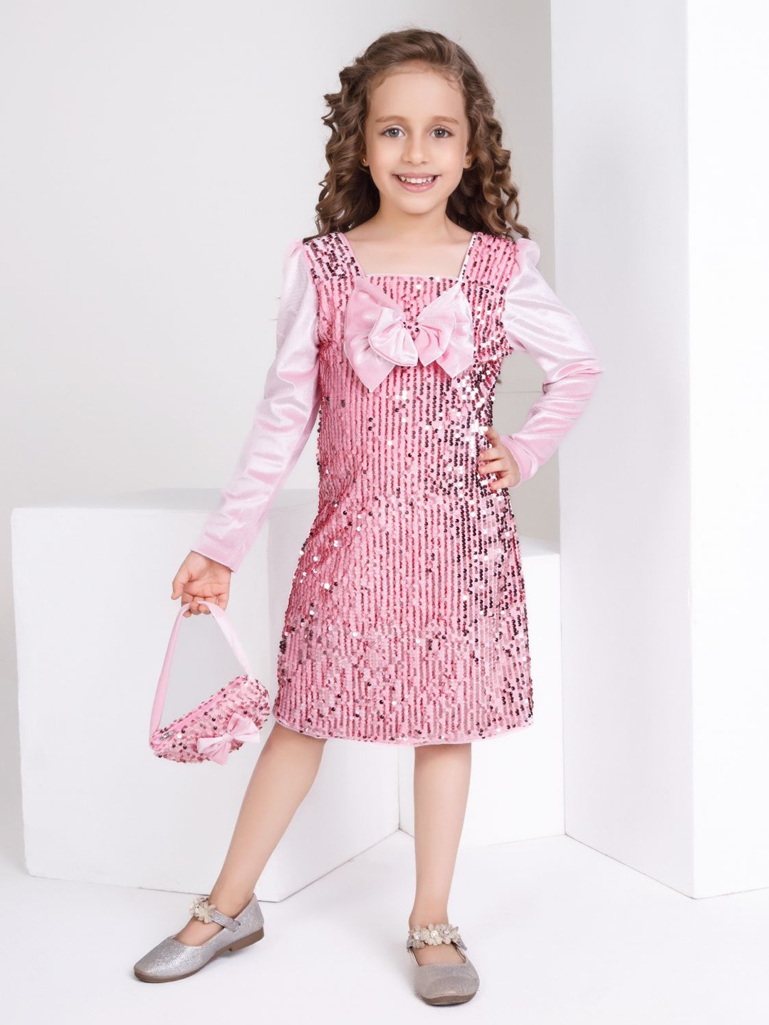 

Peppermint Velvet Fit & Flare Dress, Pink