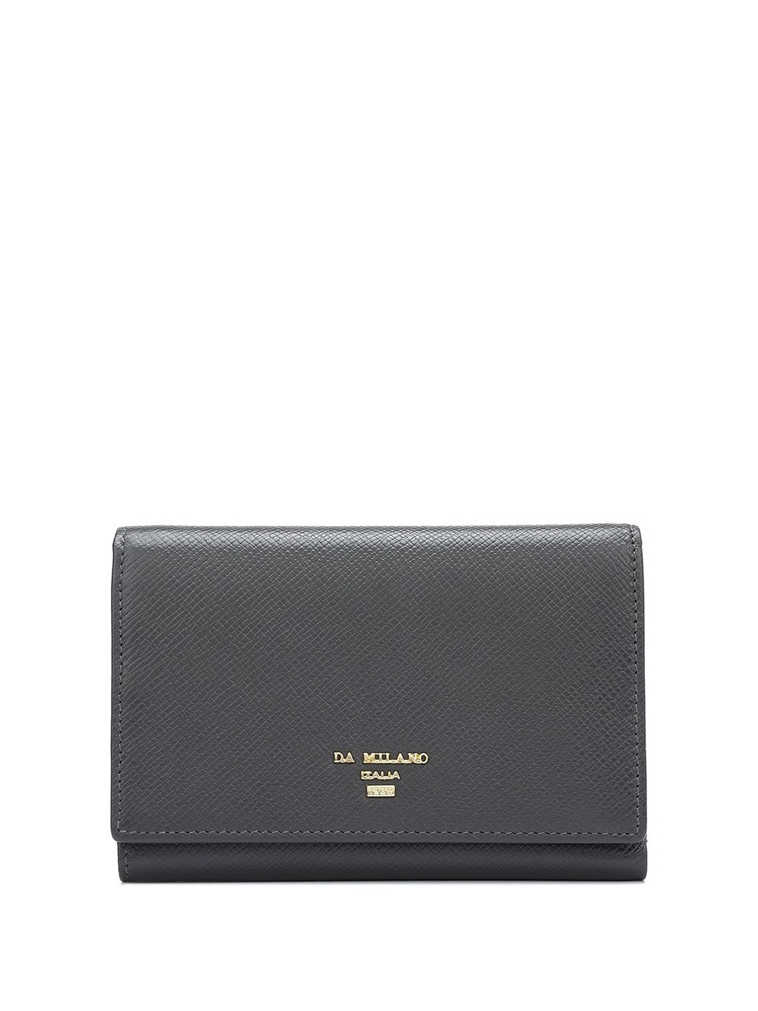 

Da Milano Women Textured Leather Three Fold Wallet, Grey