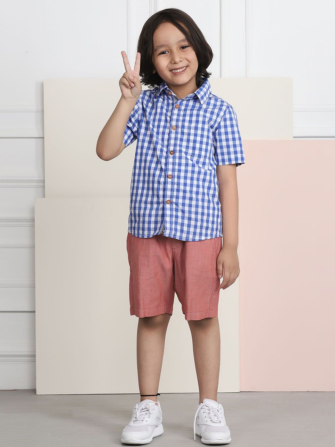 

Biglilpeople Boys Denim Shorts, Red