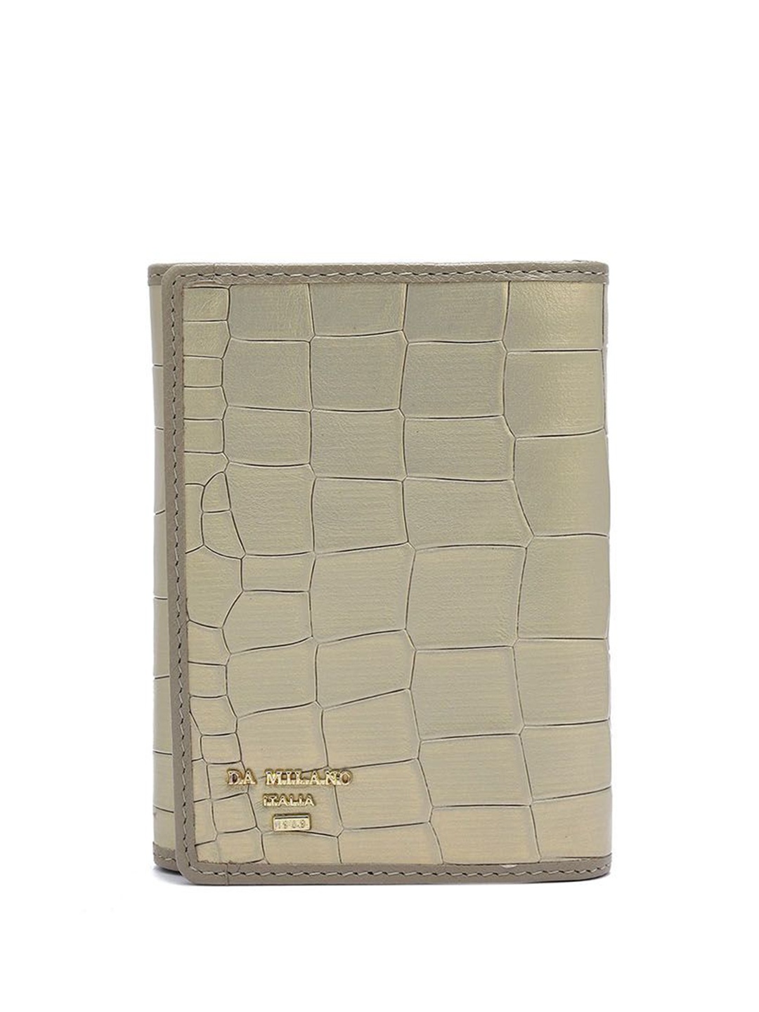 

Da Milano Women Superhero Textured Leather Three Fold Wallet, Beige