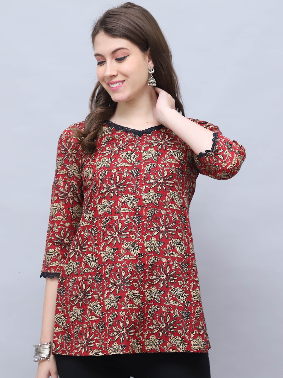 

Rajnandini Printed Ethnic Tunic, Maroon