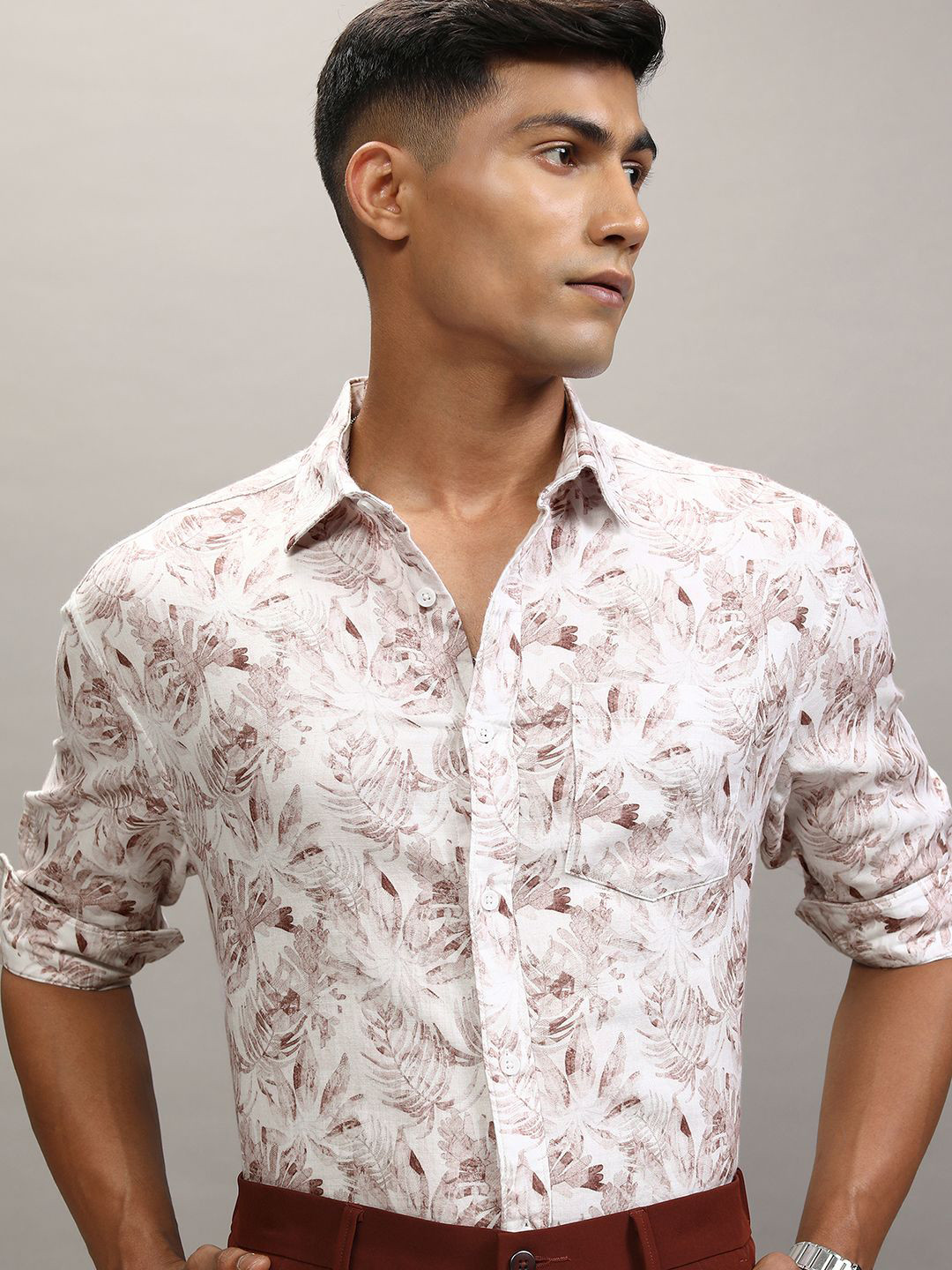 

Locomotive Premium Men Printed Relaxed Shirt, White