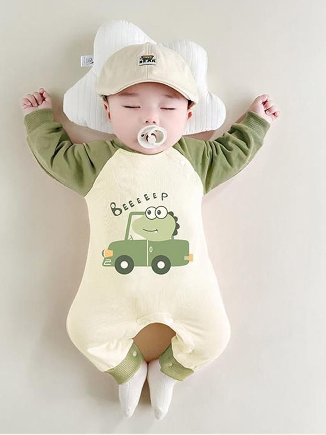 

StyleCast x Revolte Infant Boys Printed Cotton Rompers, Green
