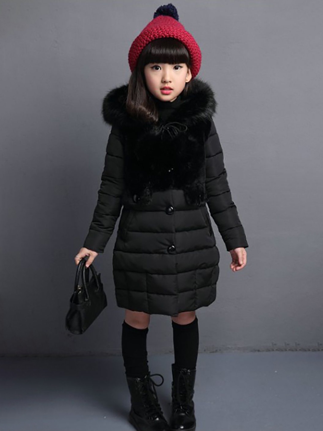 

StyleCast x Revolte Girls Single-Breasted Overcoats, Black