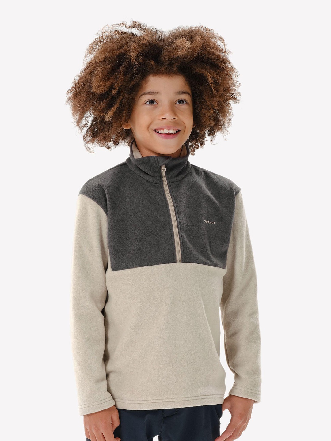 

Quechua By Decathlon Kids Dual Tone Warm Fleece Jacket, Beige