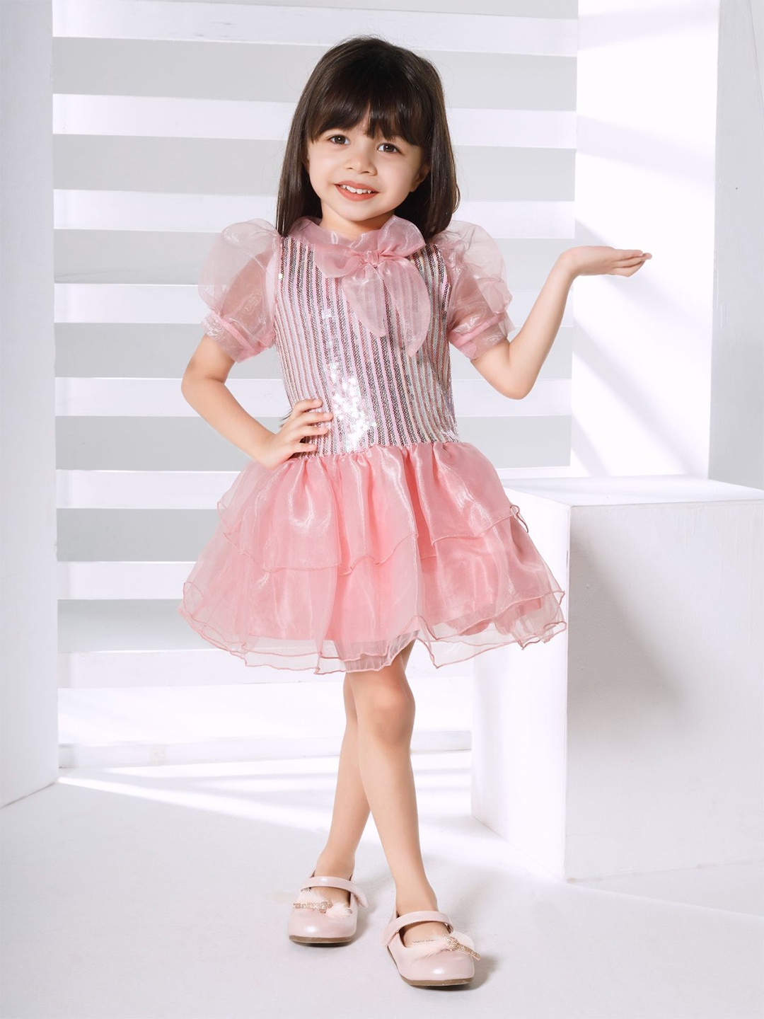 

Peppermint Striped Fit & Flare Dress, Peach