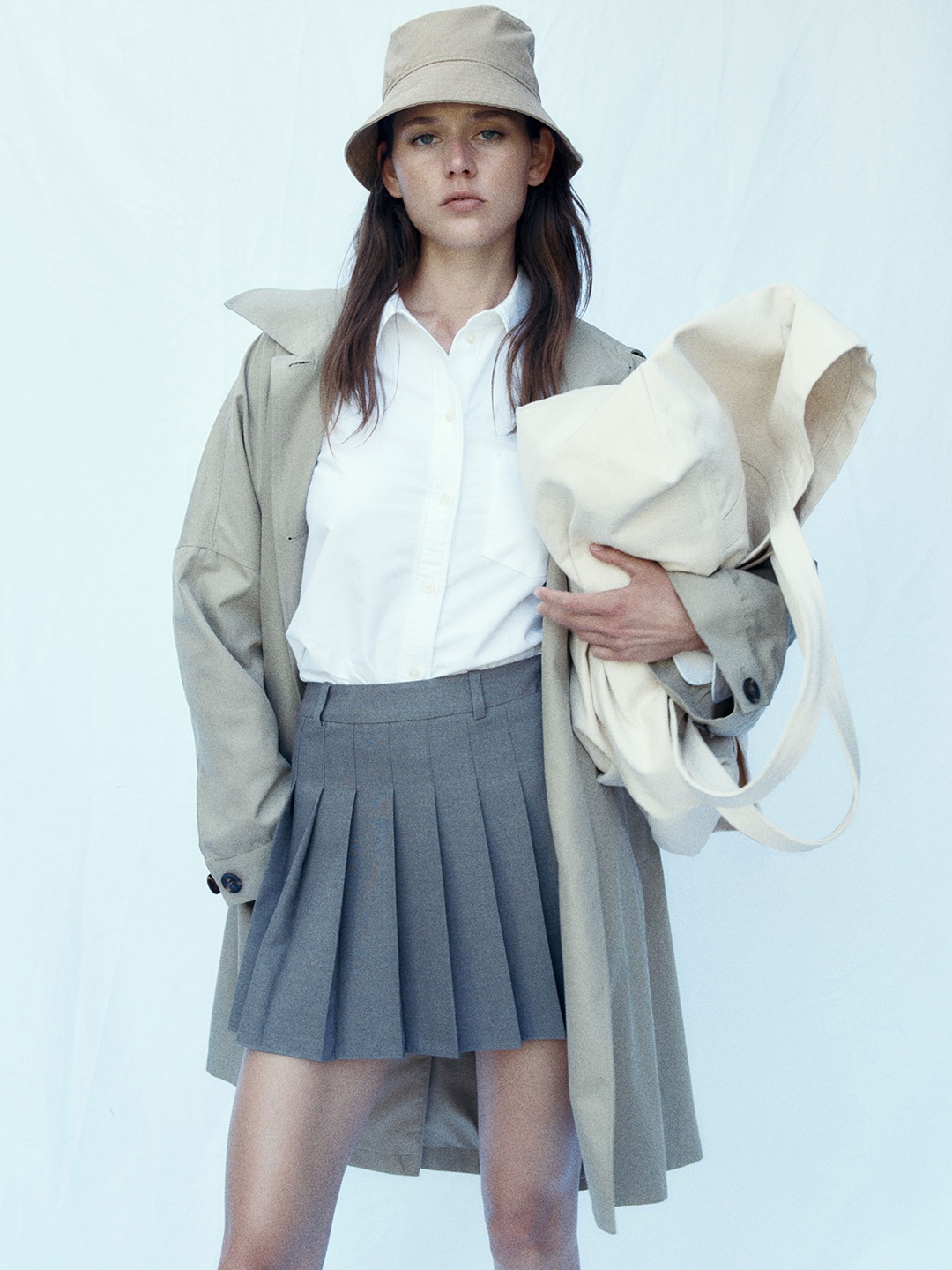 

H&M Women Pleated Mini Skirts, Grey