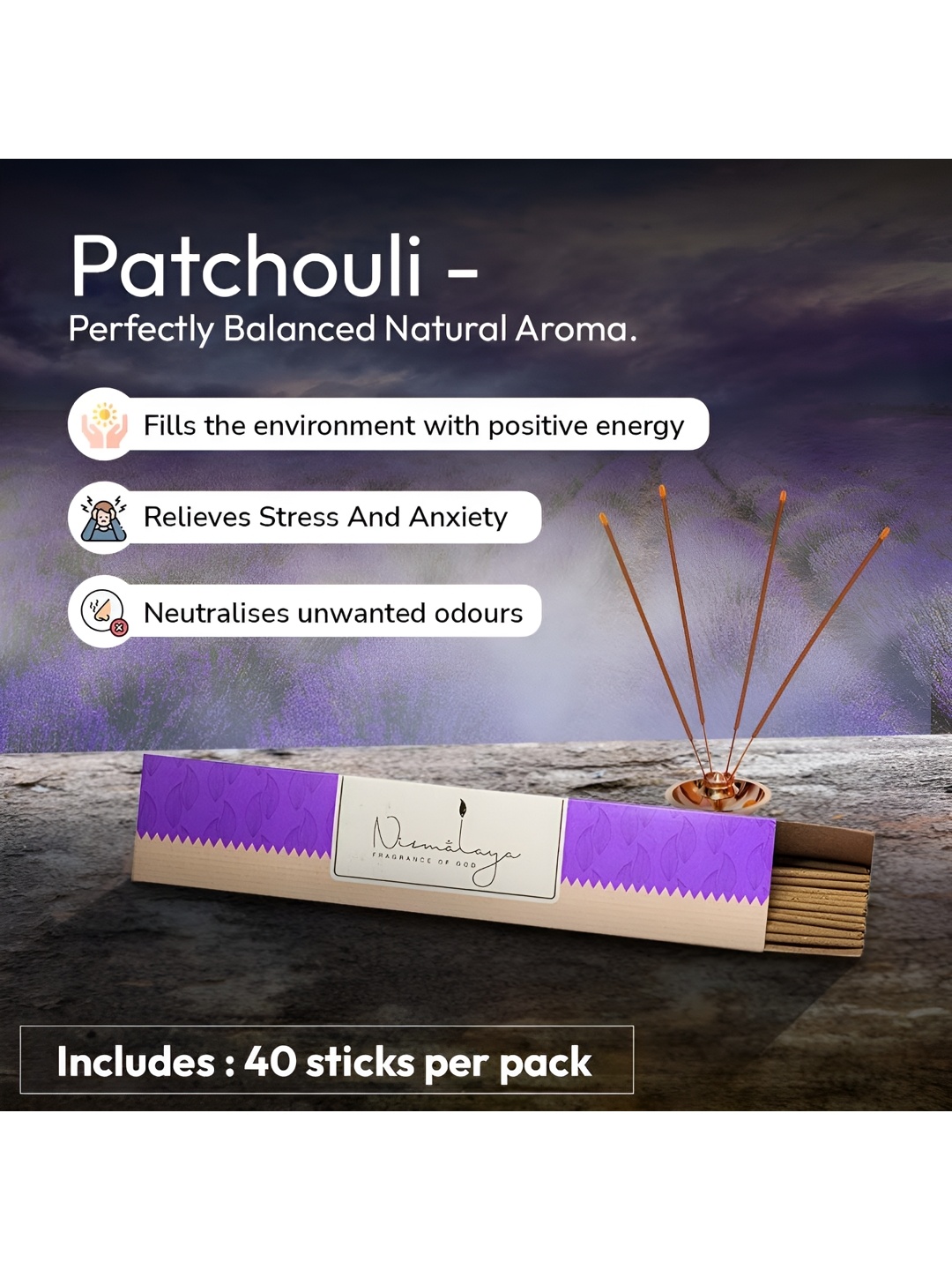 

Nirmalaya Brown 40 Pieces Patchouli Incense Stick Agarbatti