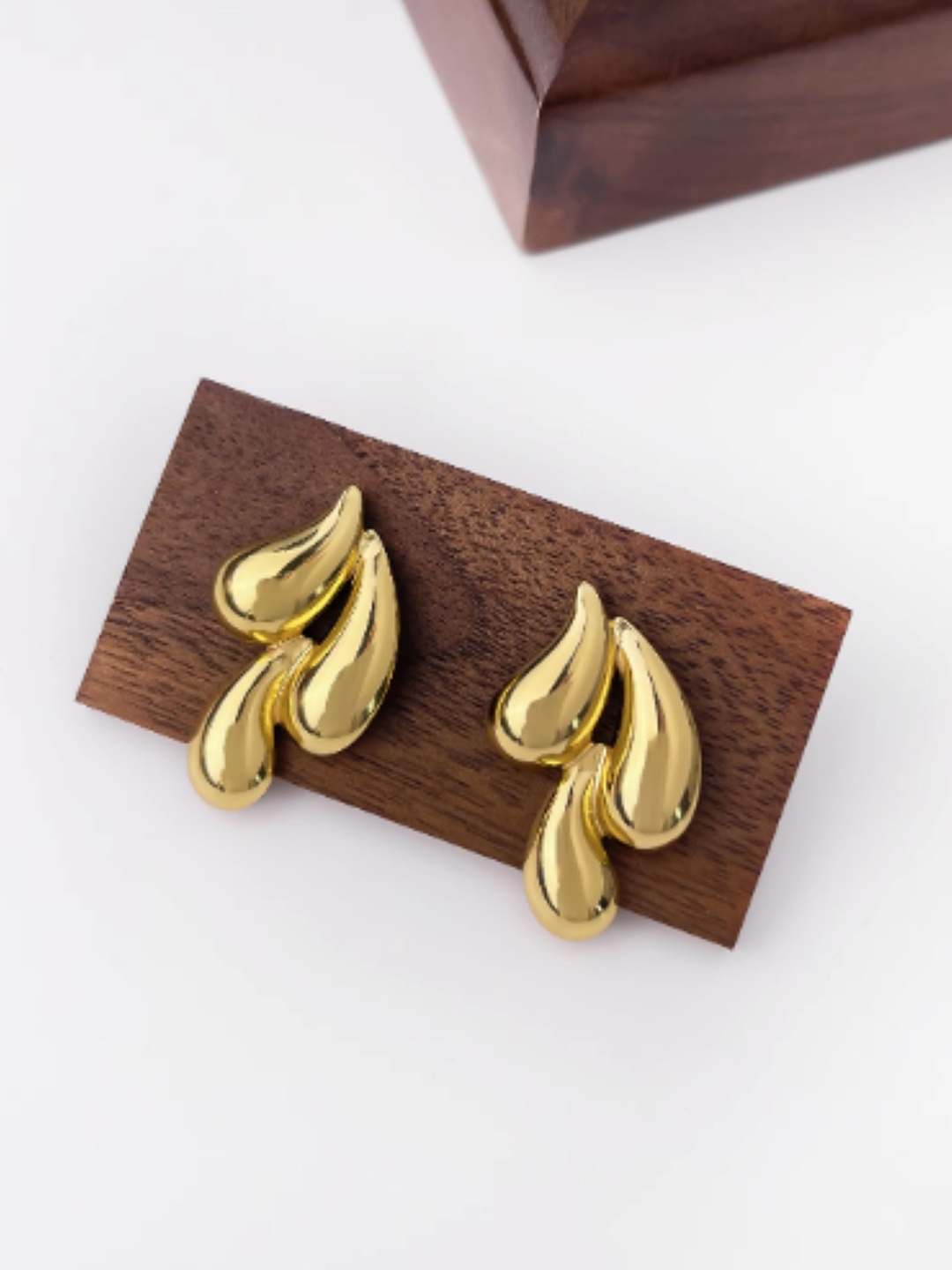 

SUBHAGALANKAR Teardrop Shaped Studs Earrings, Gold
