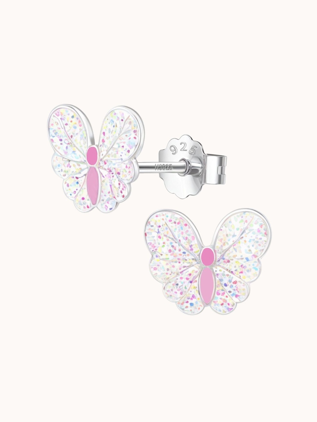 

HighSpark Girls 925 Sterling Silver Glittery Butterfly Shaped Studs