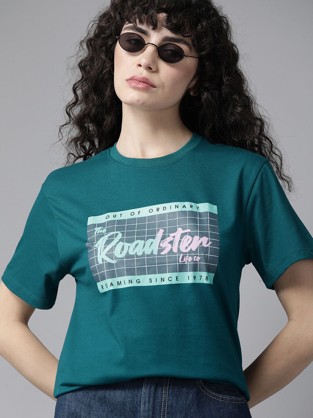 

The Roadster Lifestyle Co. Brand Logo Printed T-shirt, Teal
