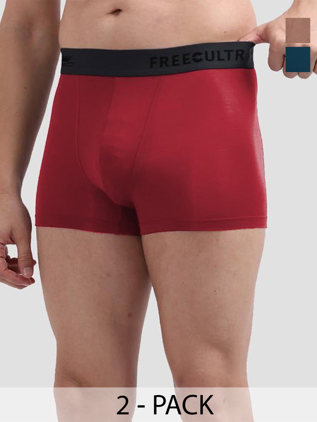 

FREECULTR Pack Of 2 Anti Bacterial Micro Modal Airsoft Trunks FC-POP-T-MB-RED-02_XXXL