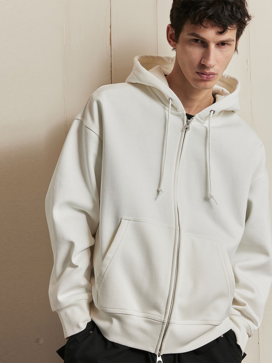 

H&M Oversized Fit Zip-Through Hoodie, White