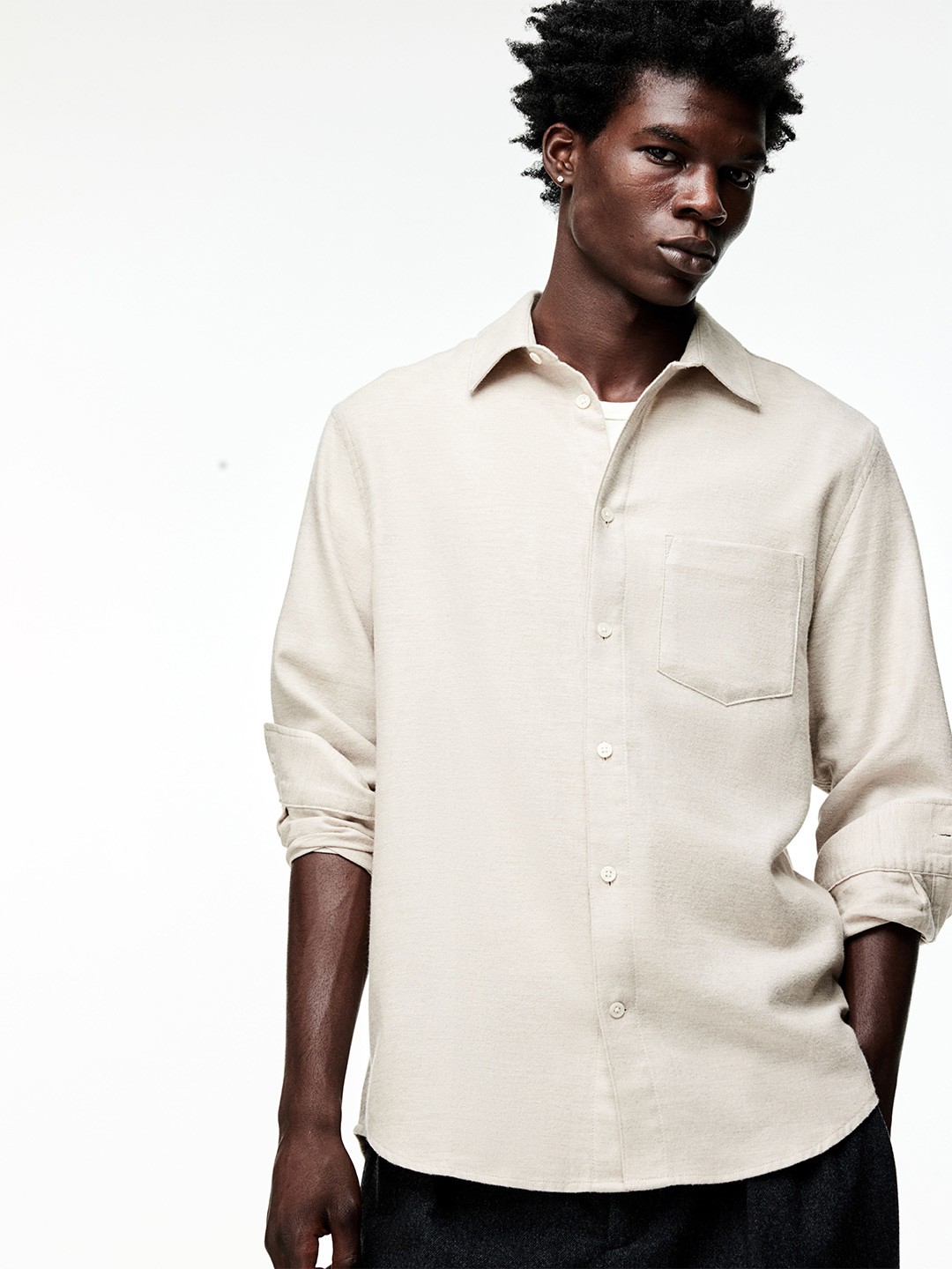 

H&M Flannel Beige Shirts
