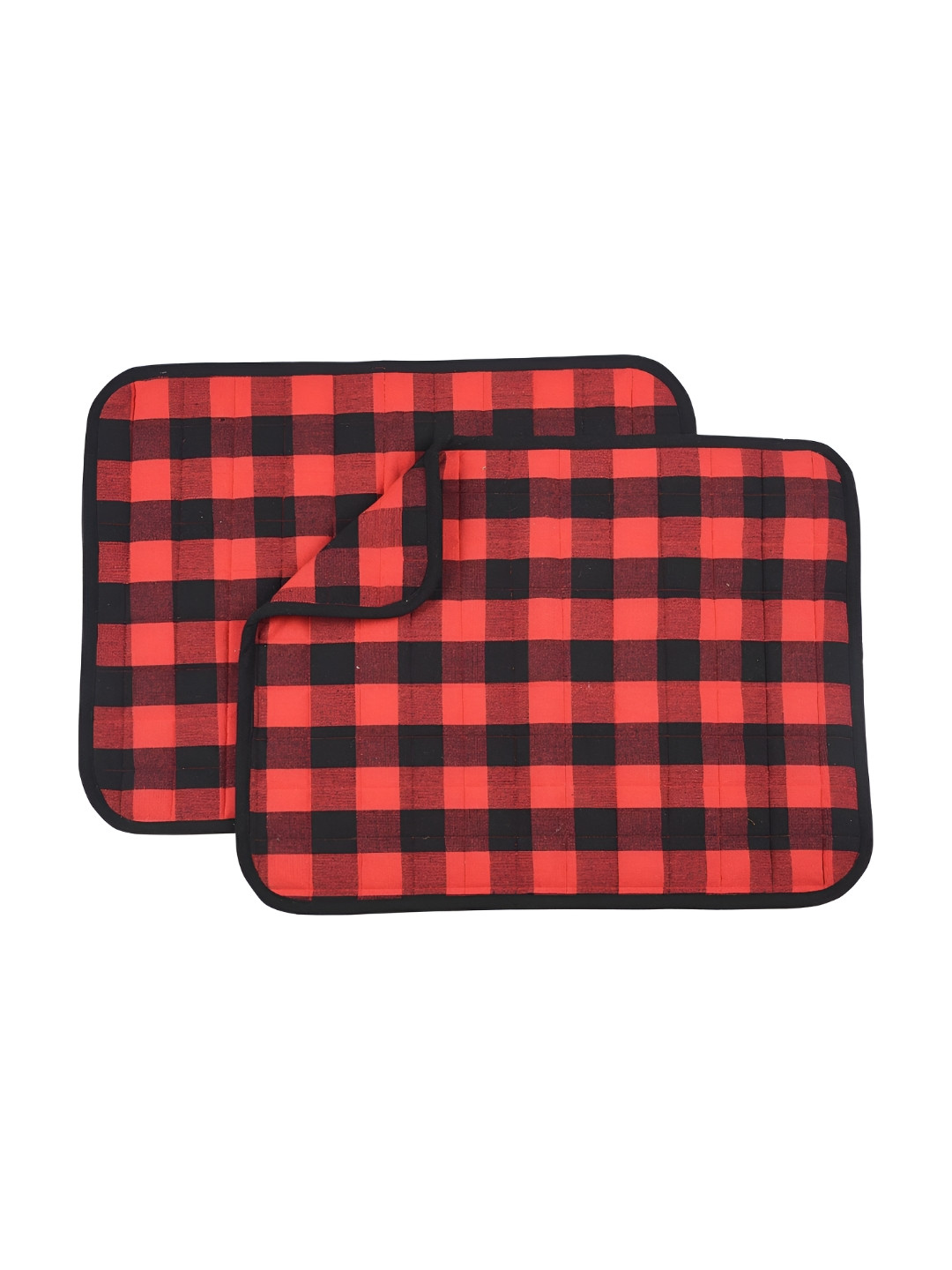 

Lushomes Red & Black 2 Pieces Checked Pure Cotton Cleaning Cloth