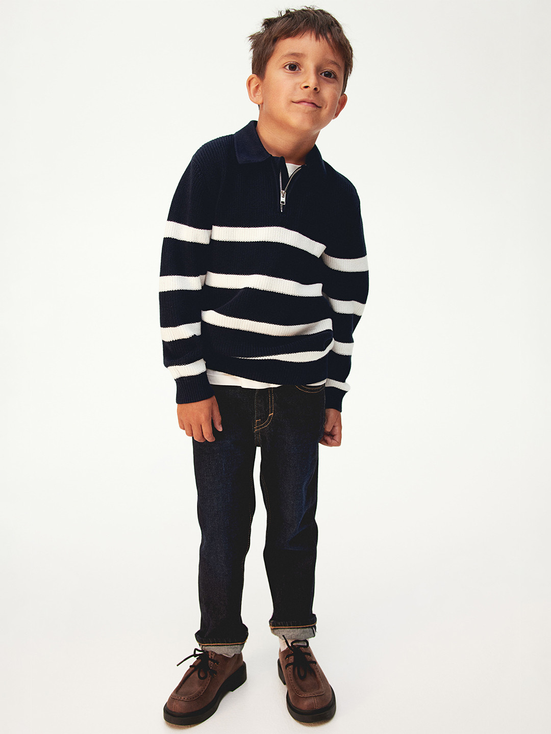 

H&M Boys Zip-Top Polo Jumper, Blue