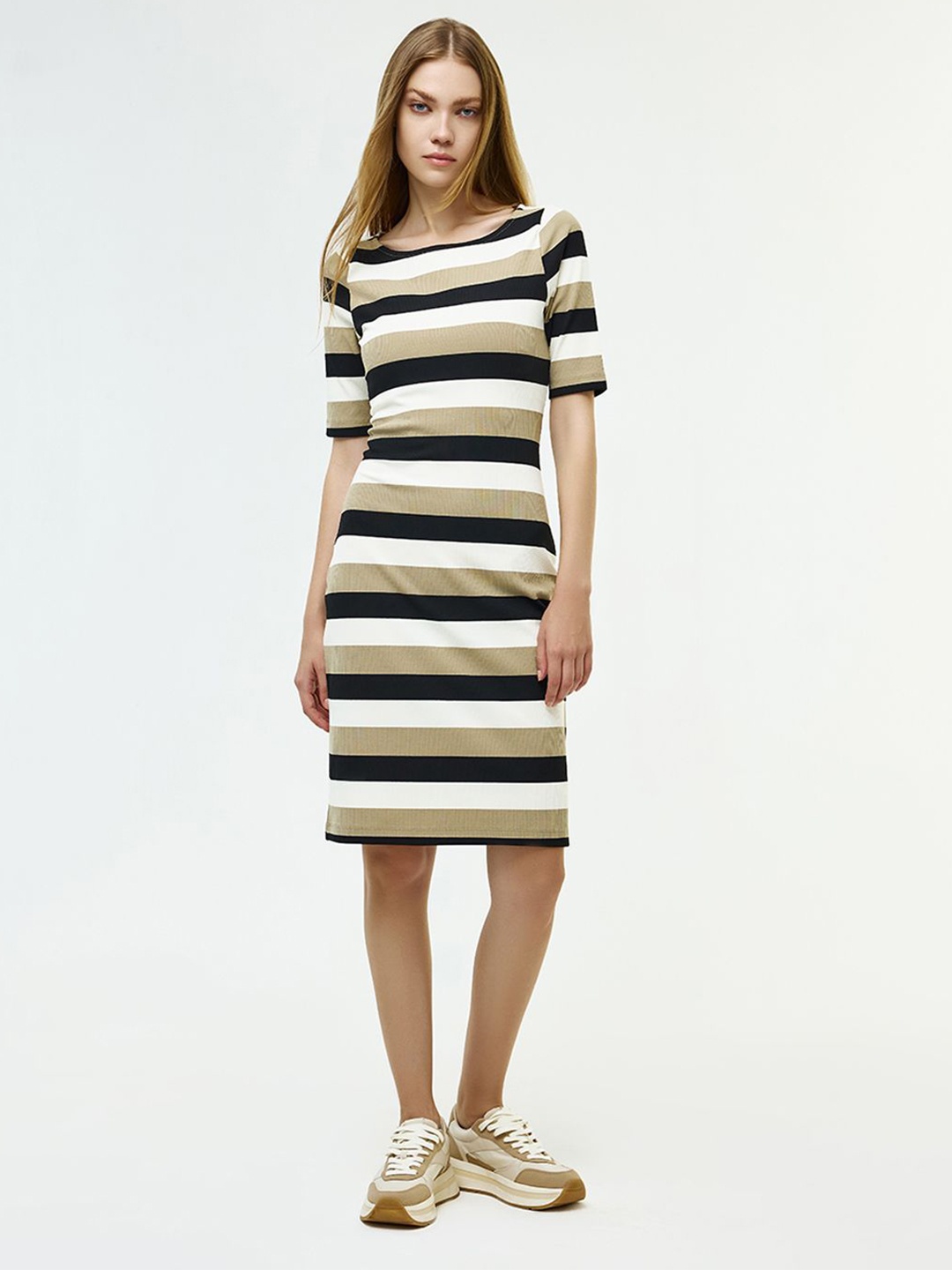 

COVER STORY Striped Bodycon Midi Dress, Multi