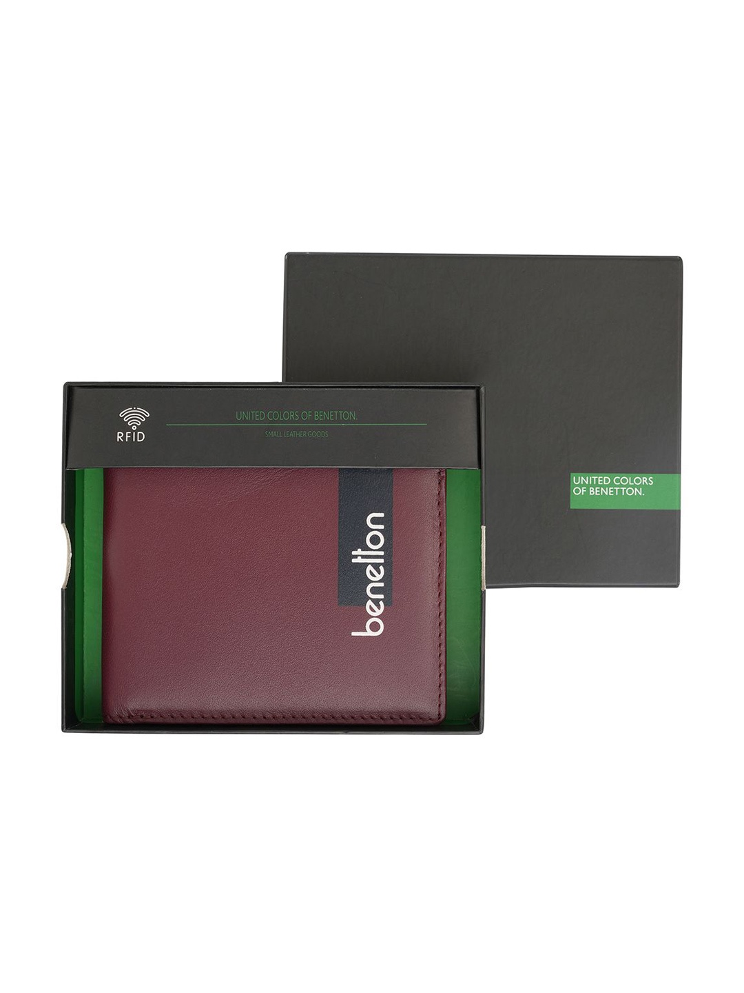 

United Colors of Benetton Men Leather Two Fold Wallet, Maroon
